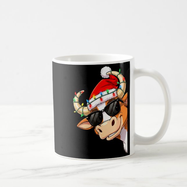 Funny Cow Christmas Cool Longhorn Santa Cow Hat Ho Kaffeetasse (Rechts)