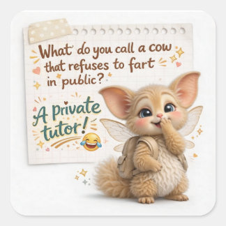 Funny Cow Dad Joke Quadratischer Aufkleber