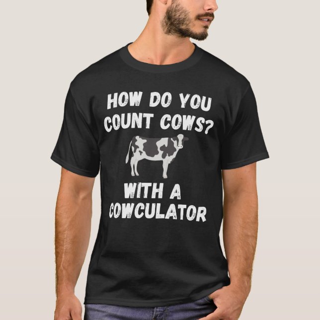 Funny Cow Design Cowculator spielt auf Wörtern Lan T-Shirt (Vorderseite)
