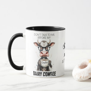 Funny Cow Drink Coffee Typografie Tasse