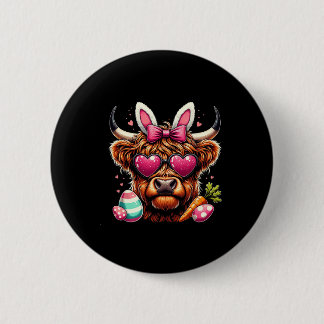 Funny Cow Egg Happy Easter Day Women Girls Kids  Button