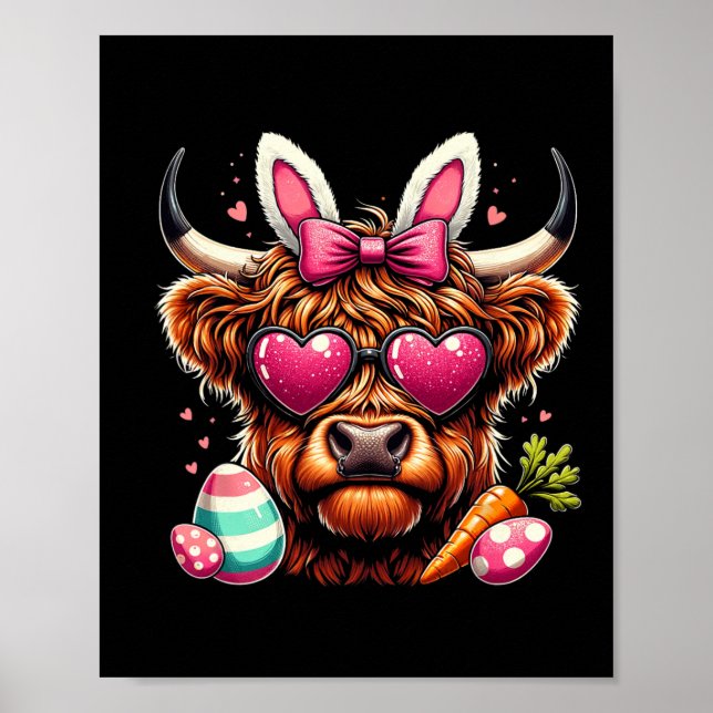 Funny Cow Egg Happy Easter Day Women Girls Kids  Poster (Vorne)