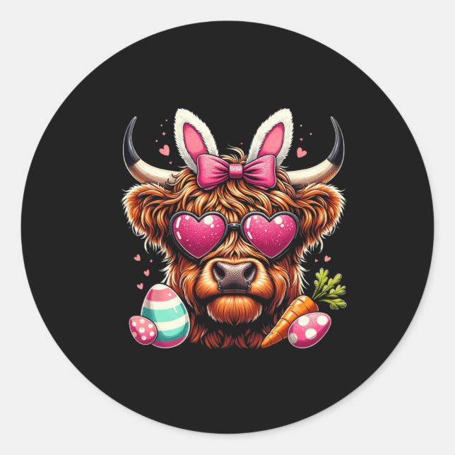 Funny Cow Egg Happy Easter Day Women Girls Kids  Runder Aufkleber (Vorderseite)