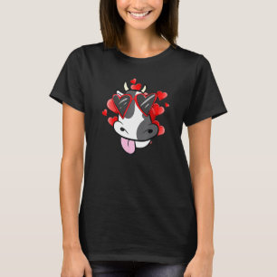 Funny Cow Face Wear Heart Sonnenbrille Bauer Valen T-Shirt