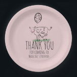 Funny Cow Farm Animal Birthday Party Pink Pappteller<br><div class="desc">Niedliche handgezogene Kuh Doodle Kunst für Bauernhof Geburtstag</div>