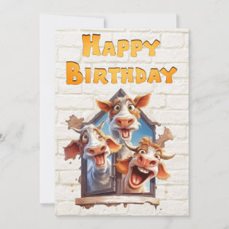 Funny Cow Happy Birthday Feiertagskarte