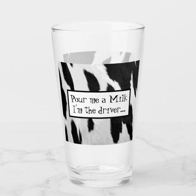 Funny Cow Hide Designated Driver Milk Glas (Vorderseite)
