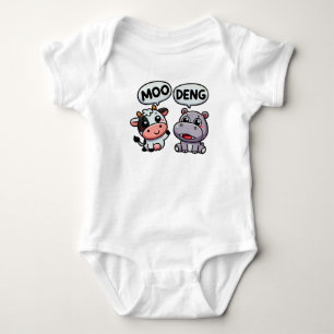 Funny Cow & Hippo Duo - Moo Deng Baby Strampler