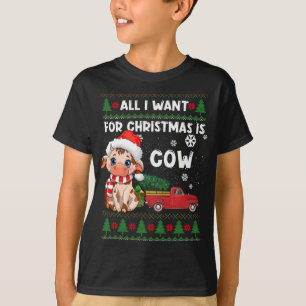 Funny Cow liebt Niedliche Kuh Weihnachtsmannmütze  T-Shirt