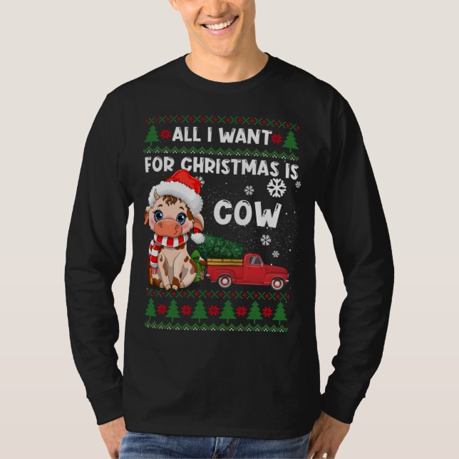 Funny Cow liebt Niedliche Kuh Weihnachtsmannmütze  T-Shirt (Vorderseite)