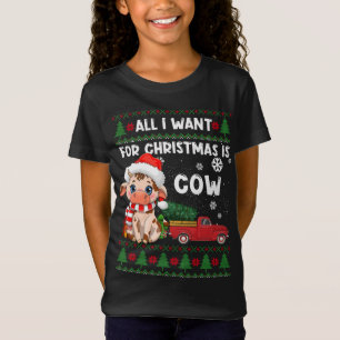 Funny Cow liebt Niedliche Kuh Weihnachtsmannmütze  T-Shirt