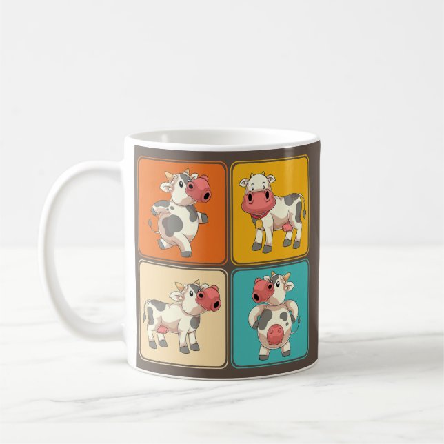 Funny Cow Lover Farm Tierischer Bauer Pop Art Kuh Kaffeetasse (Links)
