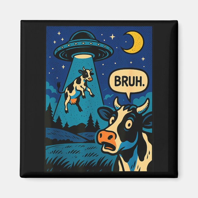 Funny Cow Meme Ufo Alien Zoo Boys Girls Kids  Magnet (Vorne)