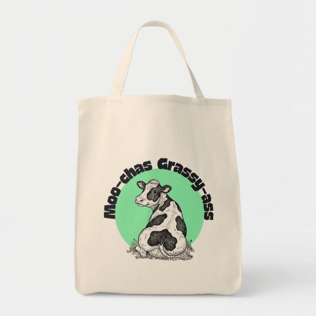 Funny Cow Moo-chas Grassy-ass thank you tote bag Tragetasche (Vorne)