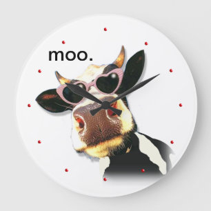 Funny Cow - Moo Große Wanduhr