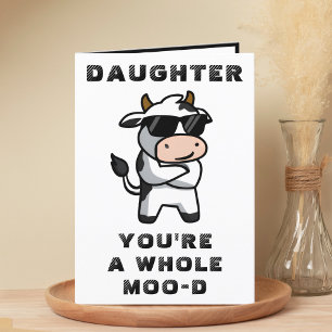 Funny Cow Moo Moo Stimmung Tochter Happy Birthday Dankeskarte