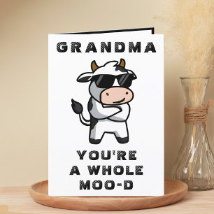 Funny Cow Moo Stimmung Großmutter Happy Geburtstag Dankeskarte