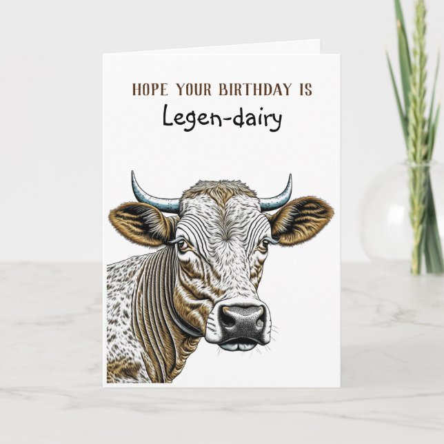 Funny Cow Puns Geburtstag für jedermann Karte (Vorderseite)