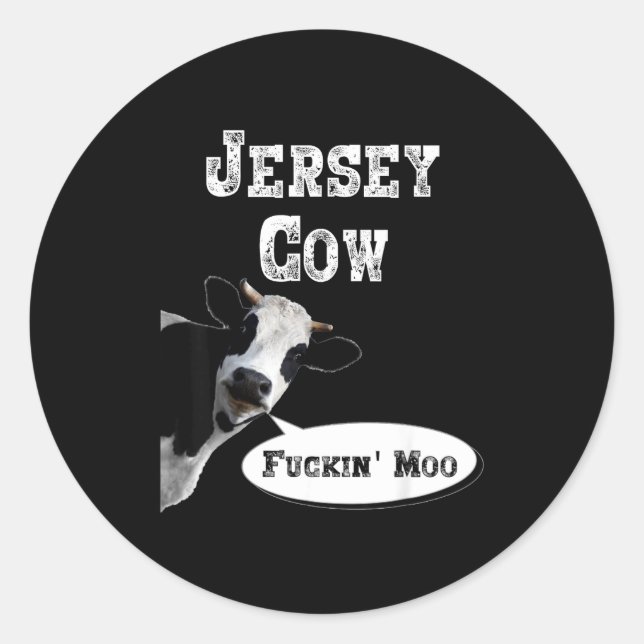 Funny Cow Shirt New Jersey Cow Lover Farm Animal R Runder Aufkleber (Vorderseite)