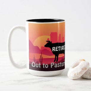 Funny Cow Thema Western Rente auf Weiden Zweifarbige Tasse