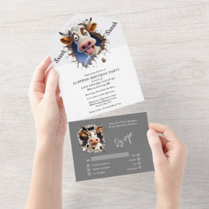 Funny Cow Überraschung Partys Dinner Tanz All In One Einladung