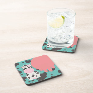 Funny Cow Udder Cartoon Pattern Pink Getränkeuntersetzer