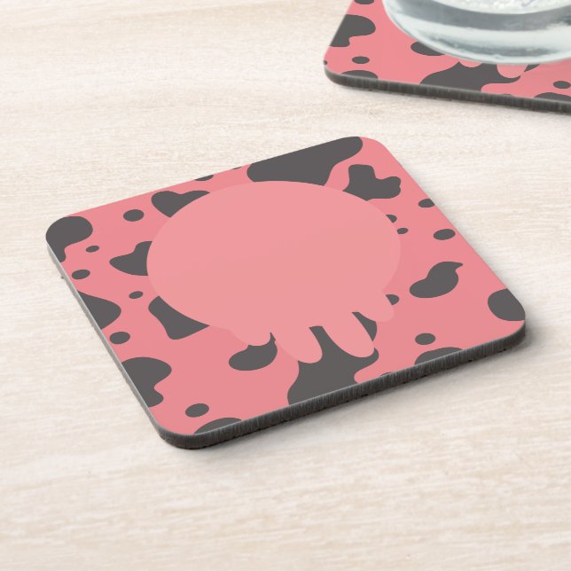 Funny Cow Udder Muster Pink Getränke Coaster Getränkeuntersetzer (Linke Seite)