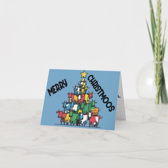 Funny Cow Weihnachtsbaum Pun Abstrakt Karte (Vorderseite)