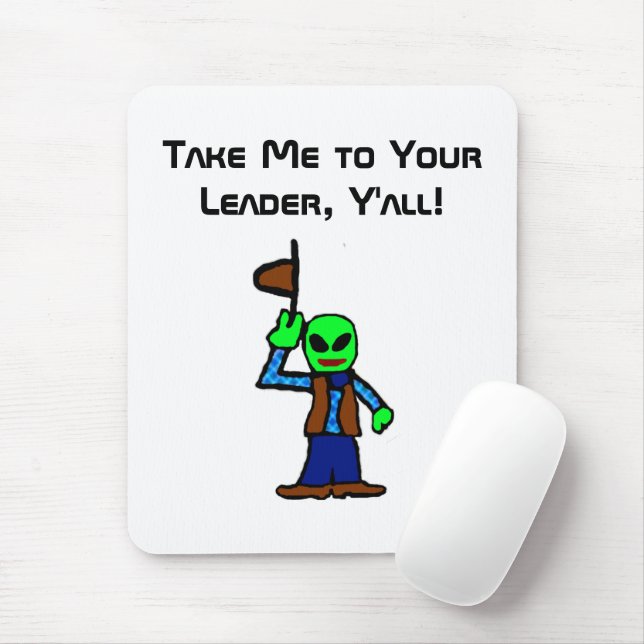 Funny Cowboy Alien Cartoon mit UFO-Entführung Mousepad (Mit Mouse)