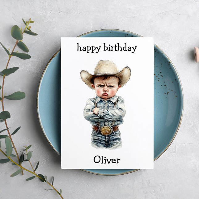 Funny Cowboy Baby Birthday Card Karte (Von Creator hochgeladen)