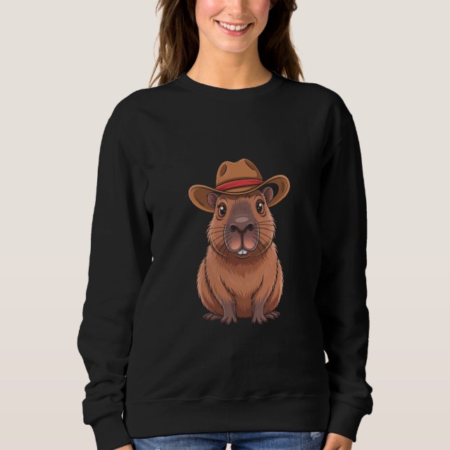 Funny Cowboy Capybara Kids Retro Graphic Sweatshirt (Vorderseite)