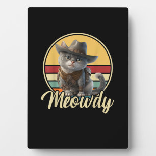 Funny Cowboy Cat Mashup Meow Howdy Kitten Lovers m Fotoplatte