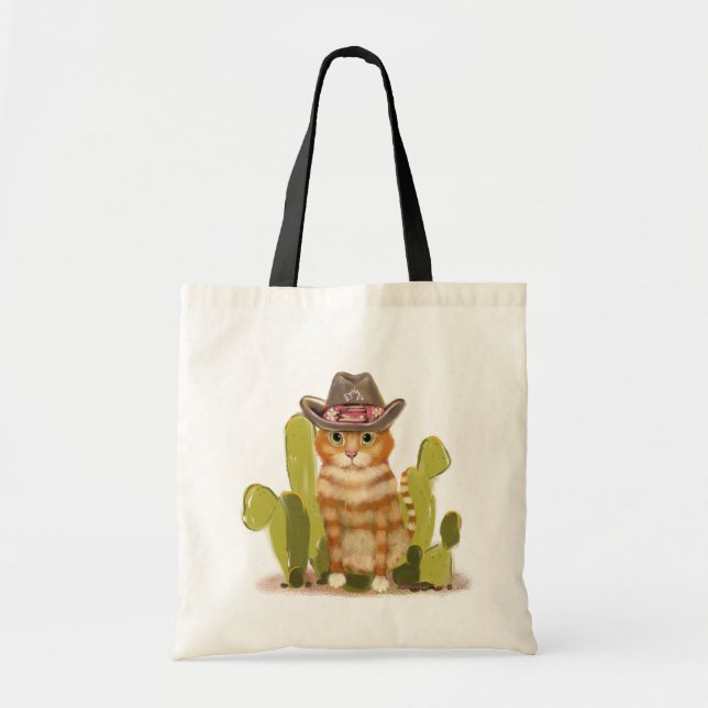Funny Cowboy Cat Tragetasche (Vorne)