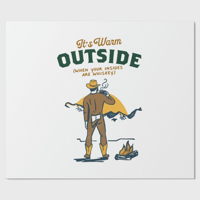 Funny Cowboy Drink Whiskey Geschenkpapier (Flach)