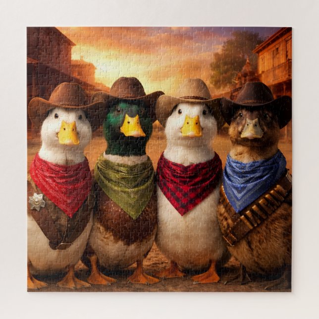 Funny Cowboy Duck Puzzle | Western Duck Art (Vertikal)