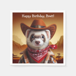 Funny Cowboy Ferret Western Style Geburtstag Serviette
