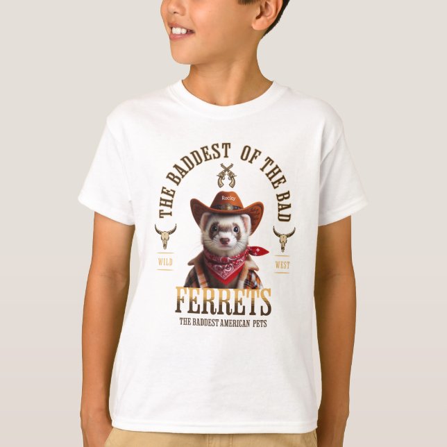 Funny Cowboy Ferret Western Style T-Shirt (Vorderseite)