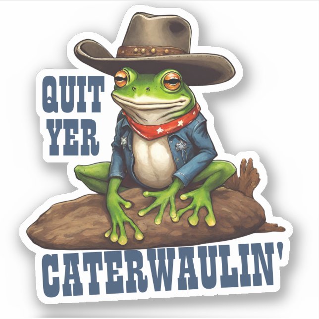 Funny Cowboy Frosch Western caterwaulin personalis Aufkleber (Vorderseite)