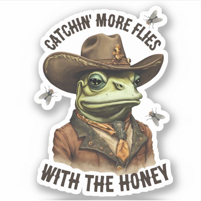 Funny Cowboy Frosch Western Fliegen personalisiert Aufkleber (Vorderseite)