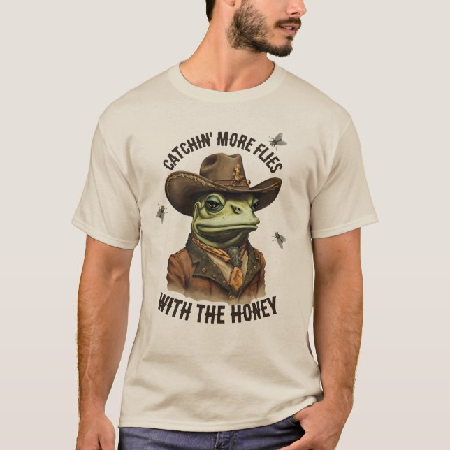 Funny Cowboy Frosch Western Fliegen personalisiert T-Shirt (Vorderseite)