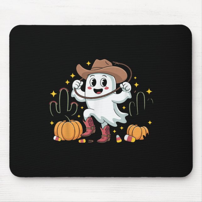 Funny Cowboy Halloween Ghost Western Fall For Spoo Mousepad (Vorne)
