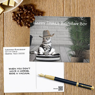 Funny Cowboy Hat Cat auf einem Vakuum Geburtstagsk Postkarte
