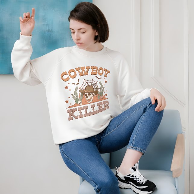 Funny Cowboy Killer Western Retro Spooky Sweatshirt (Von Creator hochgeladen)
