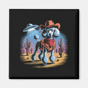 Funny Cowboy Poodle Ufo Wüste Sunset Szene Magnet