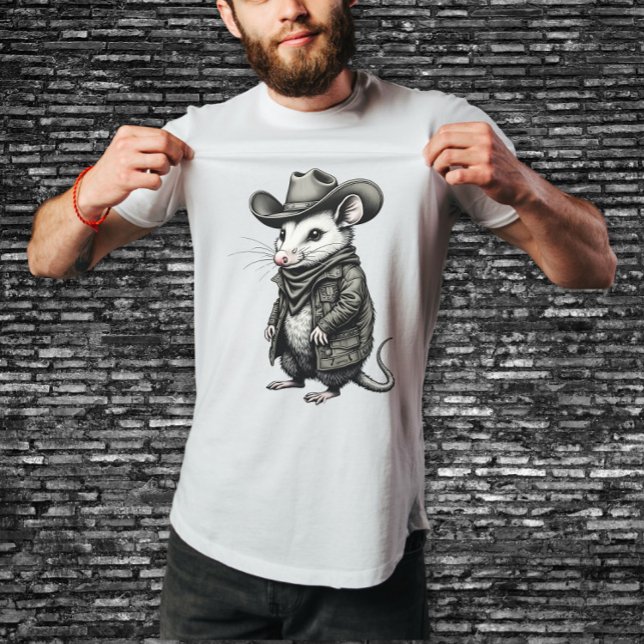 Funny Cowboy Possum Lover T-Shirt (This vintage possum cowboy design is great for possum lovers, animal lover, and cowboy lovers.)