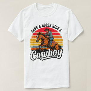 Funny Cowboy T - Shirt - "Rettet einen Pferdereite