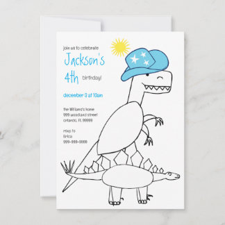 Funny Cowboy Trex Dinosaur Kindergeburtstag Einladung