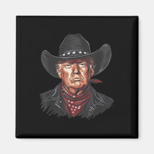 Funny Cowboy Western Donald Trump US Flag 2024 Magnet