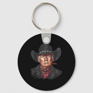 Funny Cowboy Western Donald Trump US Flag 2024 Schlüsselanhänger