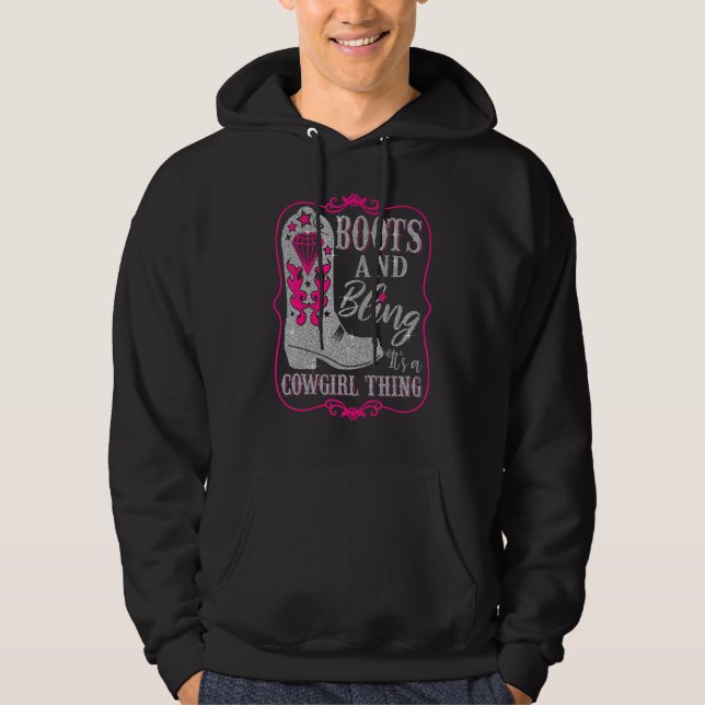 Funny Cowgirl Boots Bling Western Frauen Hoodie (Vorderseite)